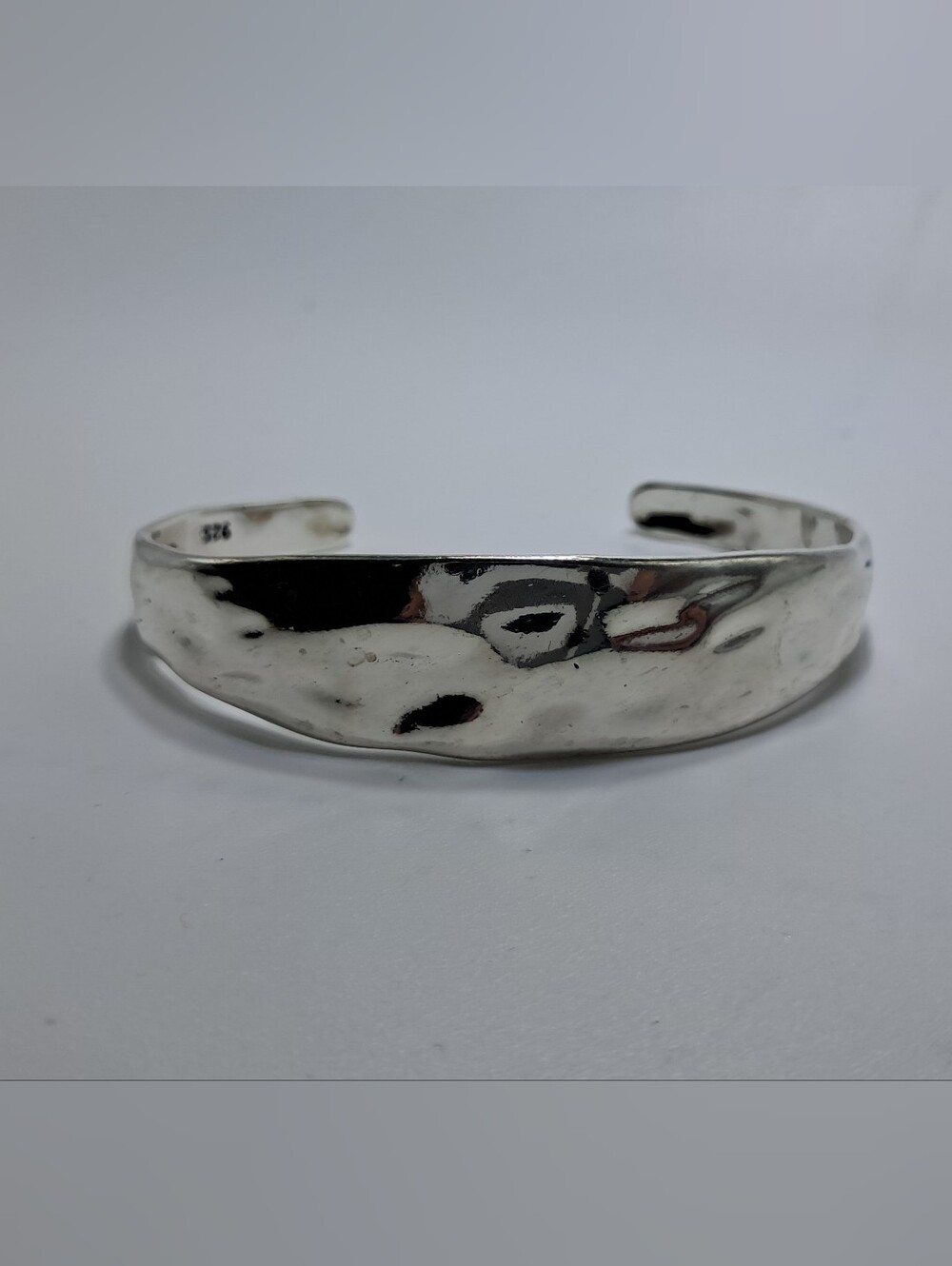 Modernist 925 Sterling Silver Organic Hammered Liquid Wave Cuff Bracelet 25.4g
